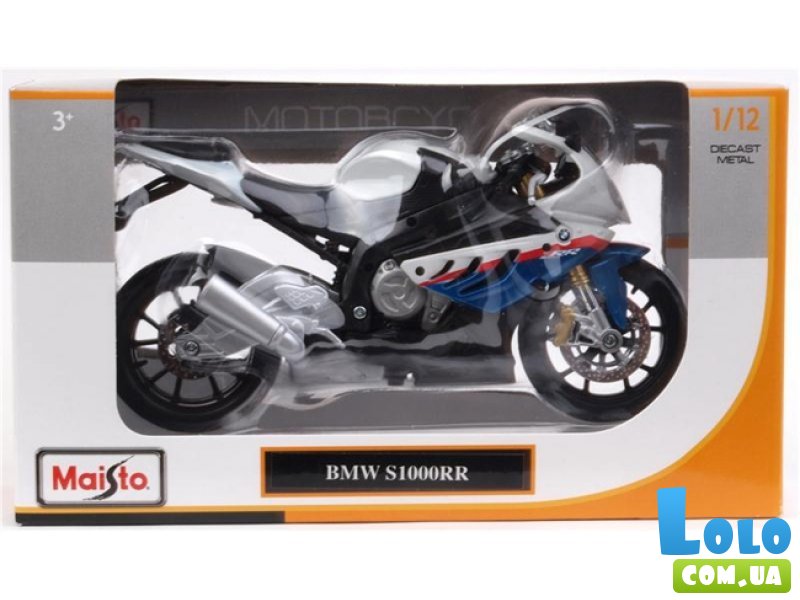 Мотоцикл игрушечный Maisto масштаб 1:12  BMW S1000RR бело-голубого цвета
