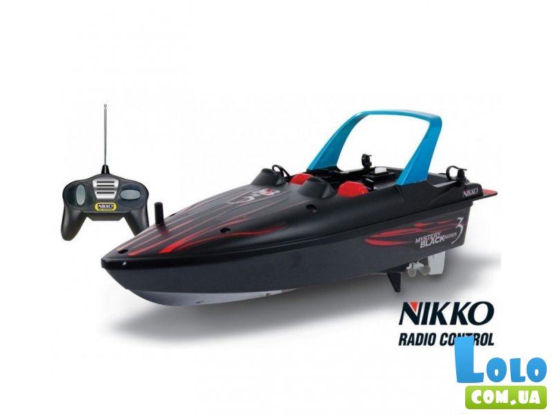 Катер игрушечный на радиоуправлении Nikko "Sea Racer Black", черный с красным