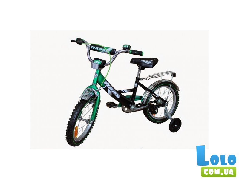 Велосипед Марс 16" с ручным тормозом эксцентрик (зелено-черный)