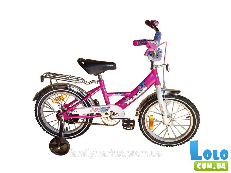 Велосипед Марс 16" с ручным тормозом +эксцентрик (розово-фиолетовый)