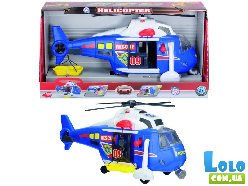 Функциональный вертолет Служба спасения с лебедкой, Dickie Toys