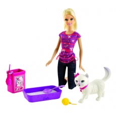 Набор Barbie с котенком "Уход за любимцами"