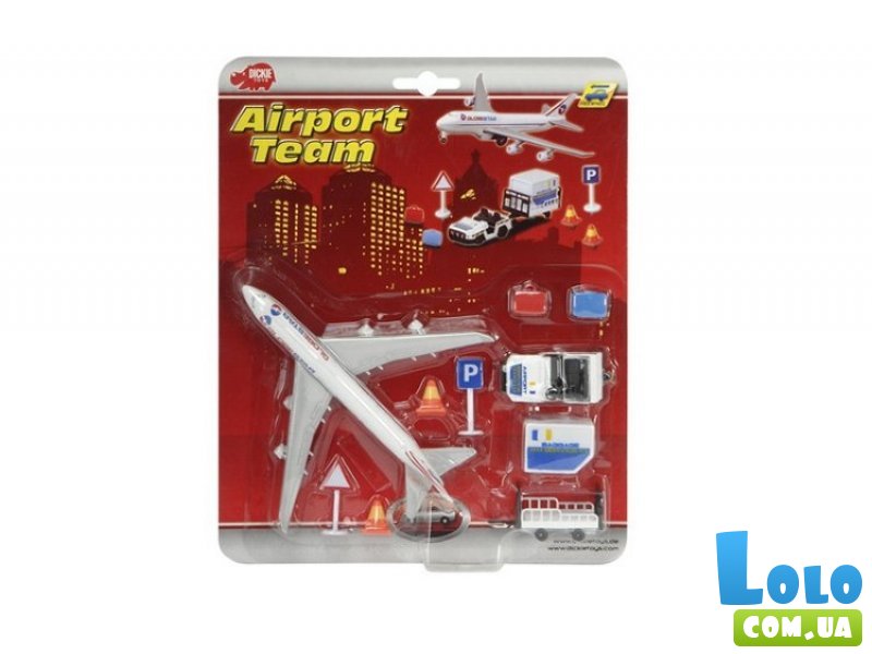 Игровой набор "Аэропорт" с самолетом, машинкой для багажа и аксессуарами Dickie Toys