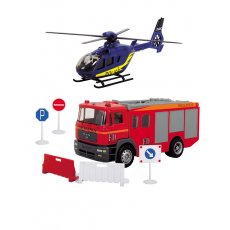 Мини-набор "Спасательная служба" с вертолетом и пожарной машиной Dickie Toys