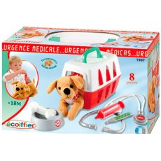 Игровой набор "Ветеринарная клиника" с тележкой и переноской для собаки Ecoiffier  15 аксессуаров, 18 месяцев+