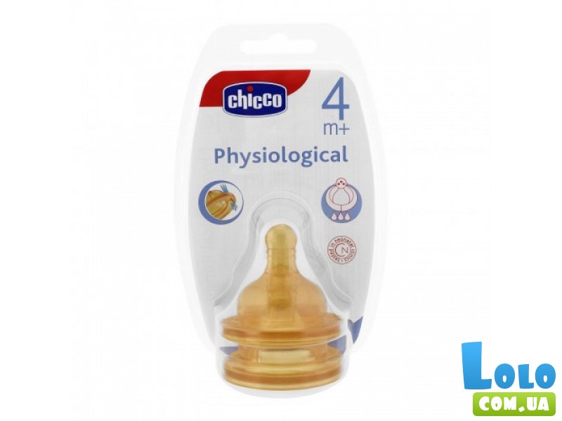 Соска Physiologica латекс с антиколиковым клапаном для каш ( от 4 месяцев) Chicco 2 штуки