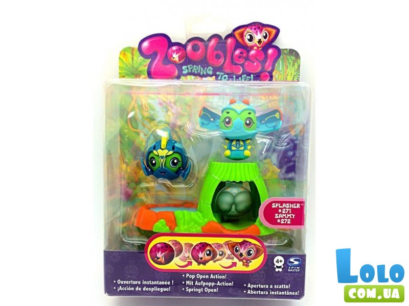 Игрушка Zoobles, две функциональные фигурки с домиком (Тублес) – Splasher 271, Sammy 272