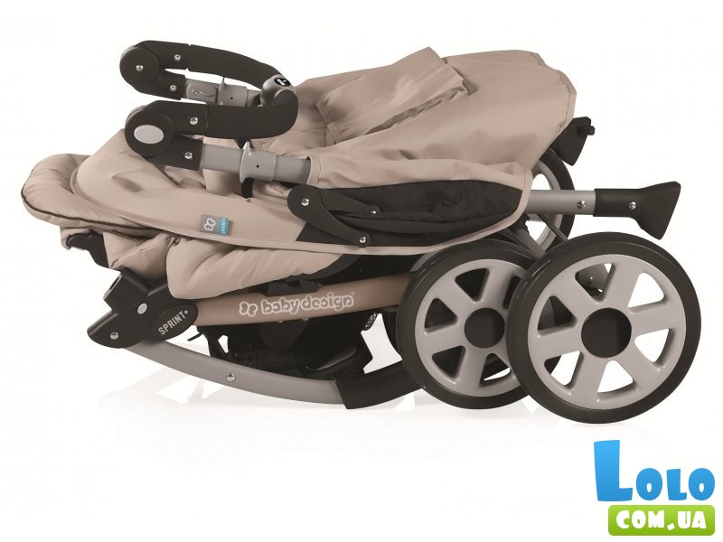Универсальная детская коляска 2 в 1 Baby Design Sprint Plus 09 (бежевая с черным)