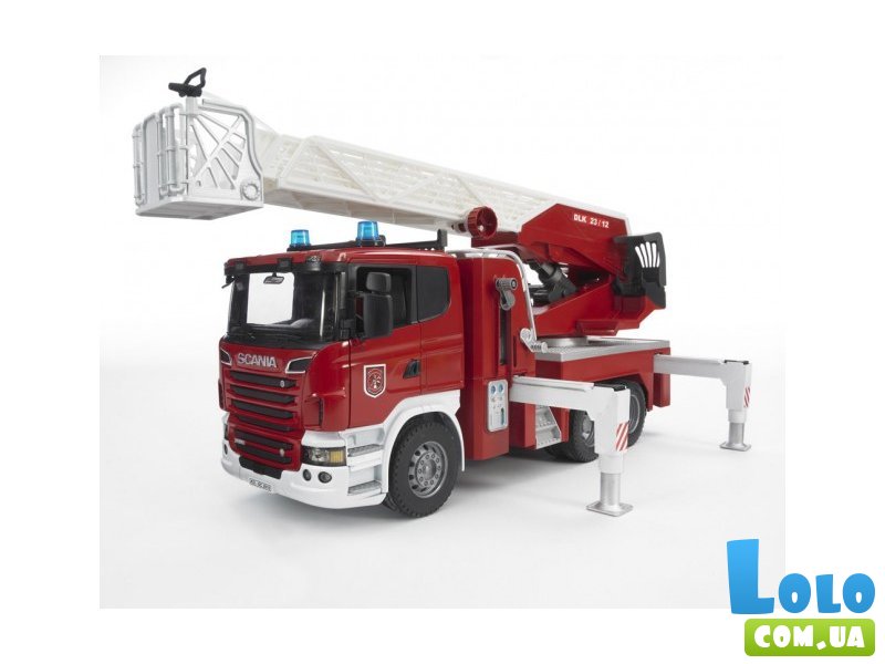 Большая пожарная машина SCANIA R-series с лестницей, Bruder