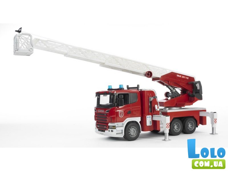 Большая пожарная машина SCANIA R-series с лестницей, Bruder