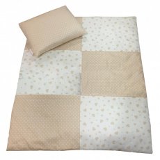 Одеяло и подушка в коляску, Twins (бежевое с белым)