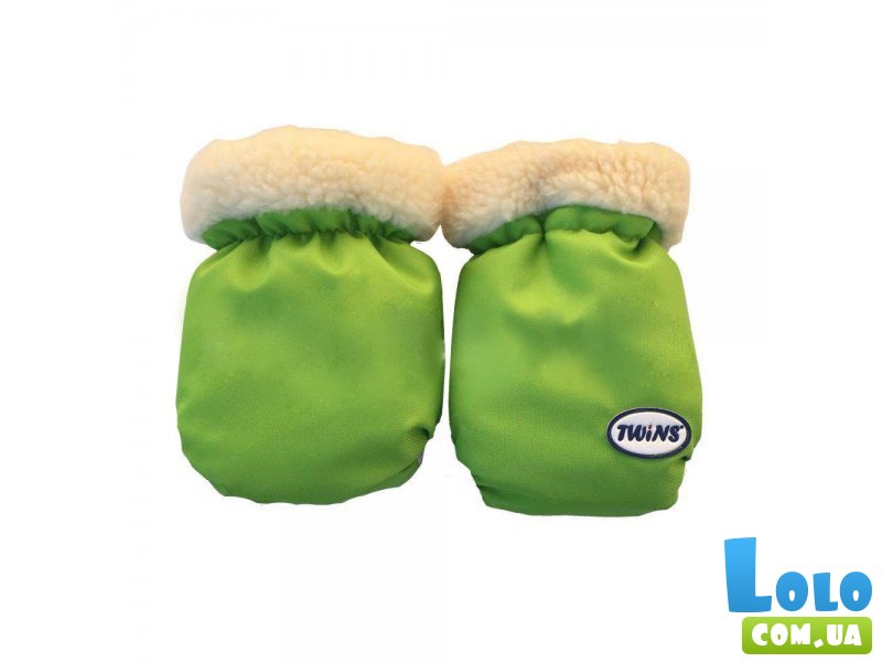 Меховые рукавички Twins, зеленые