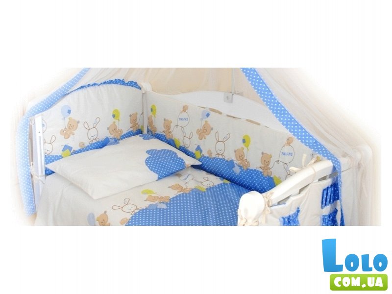 Комплект сменного постельного белья Twins Comfort С-020 Горошки, голубой