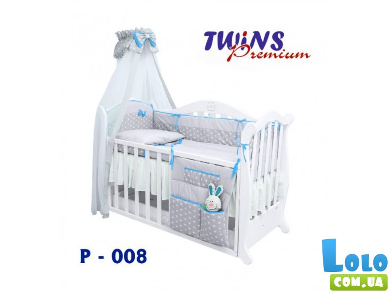 Детская постель Twins Premium "Glamur" (P-008) серый/бирюза