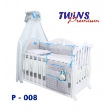 Детская постель Twins Premium "Glamur" (P-008) серый/бирюза