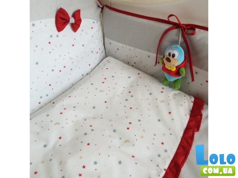 Детская постель Twins Premium "Starlet" (P-020), серый/красный