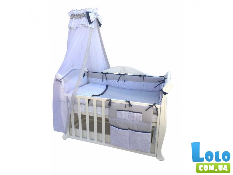 Детская постель Twins Premium "Starlet" (P-024), серый/синий