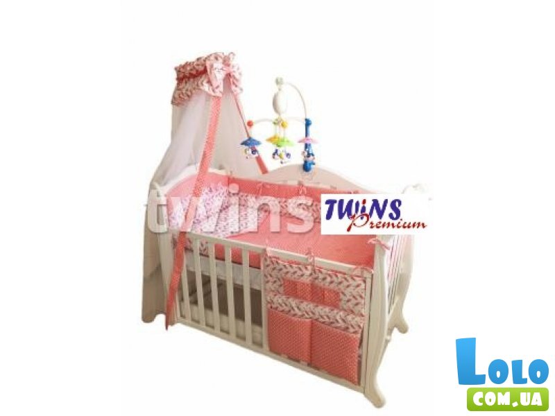 Детская постель Twins Premium "Птички" (P-031), коралловый