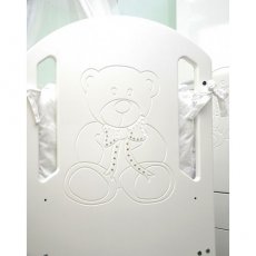 Детская кроватка «Верес» ЛД 8 «Соня» с ящиком и маятником (цвет: слоновая кость, декор: медвежонок со стразами)