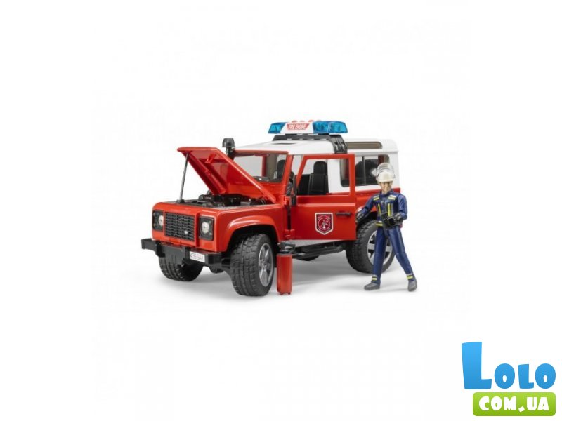 Джип пожарный с фигуркой Land Rover Defender, Bruder (красный)