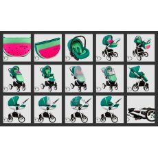Универсальная коляска 2 в 1 Dada Paradiso Group Watermelon (зеленая), с рисунком