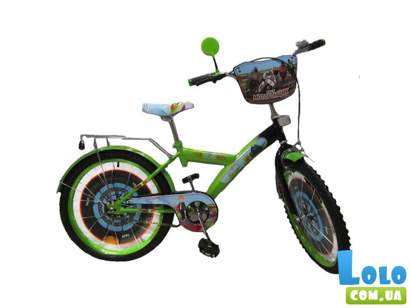Велосипед двухколесный Baby Tilly Мотогонщик 20" T-22026 (зеленый с черным)