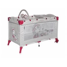 Кроватка-манеж Bertoni Arena 2 Layers Plus Grey Girl (серая с розовым), с рисунком