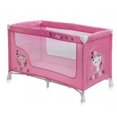 Кроватка-манеж Bertoni Nanny 1 Layer Pink Kitten (розовая), с рисунком