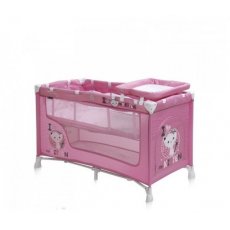 Кроватка-манеж Bertoni Nanny 2 Layers Pink Kitten (розовая), с рисунком