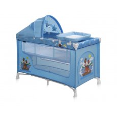 Кроватка-манеж Bertoni Nanny 2 Layers Plus Blue Adventure (голубая), с рисунком