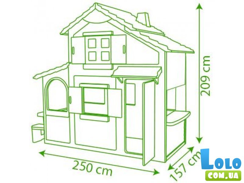 Домик двухэтажный Smoby Duplex 320023 (красный с зеленым и белым)