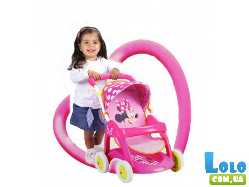 Прогулочная коляска для кукол Smoby Chuli Pop Car Minnie Mouse (розовая), с рисунком