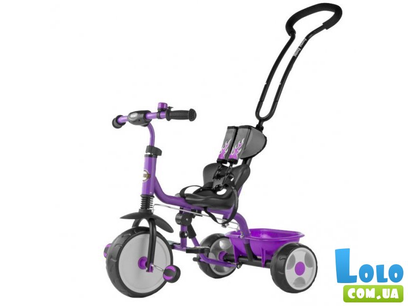 Велосипед трехколесный Milly Mally Boby Violet (фиолетовый), с подножкой