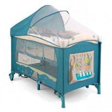 Кроватка-манеж Milly Mally Mirage Deluxe Blue-Bird (синяя), с рисунком