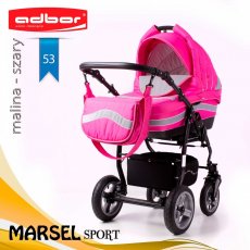 Универсальная коляска 3 в 1 Adbor Marsel Sport 53 (розовая с серым)
