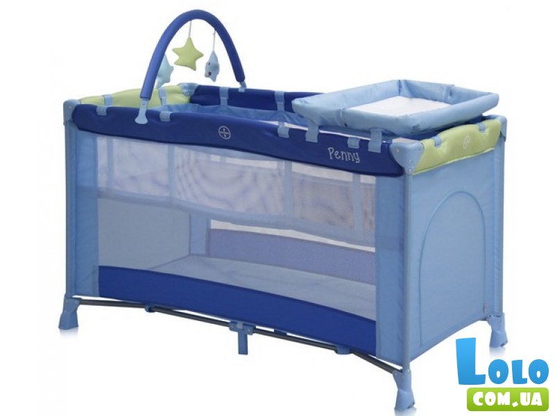 Кроватка-манеж Bertoni Penny 2 Layers Plus Blue&Green (синяя с зеленым)