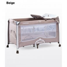 Кроватка-манеж Caretero Deluxe Beige (бежевая), с пеленальным столиком