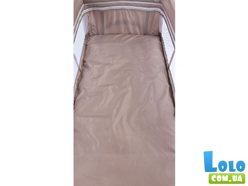 Кроватка-манеж Caretero Deluxe Brown (коричневая), с пеленальным столиком