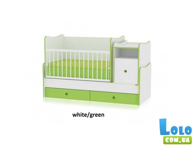 Кроватка-трансформер Bertoni Trend Plus New White Green (зеленая с белым)