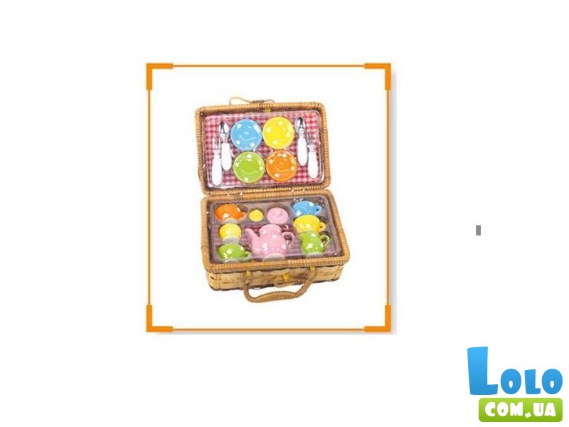 Набор фарфоровой посуды в плетеном чемоданчике (B31756-2)