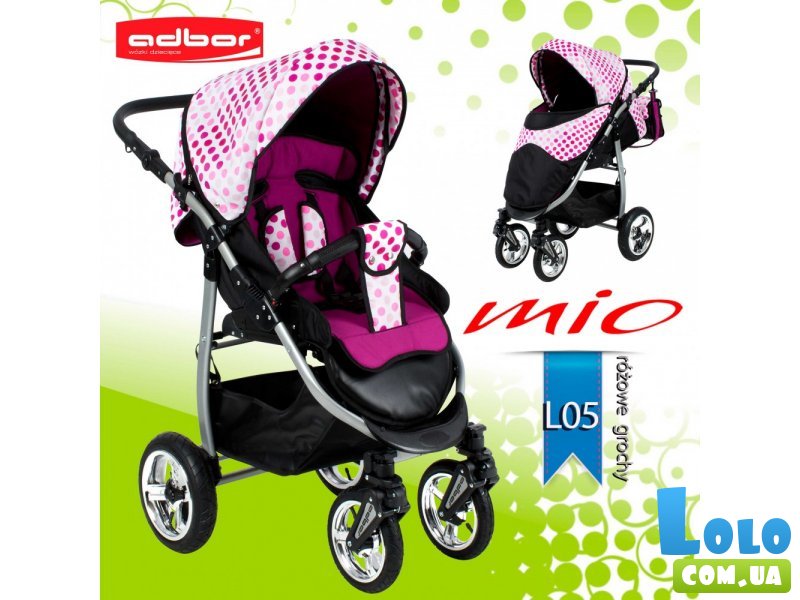 Прогулочная коляска Adbor Mio Special Edition L05 (розовая), в горошек