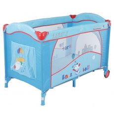 Кроватка-манеж Quatro Lulu 2 P610SR №3 (голубая с красным), с пеленатором