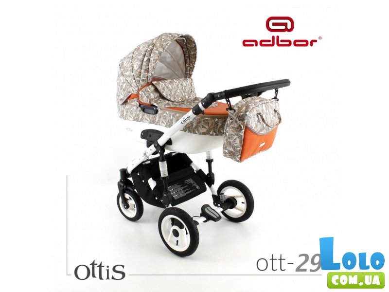 Универсальная коляска 2 в 1 Adbor Ottis Ott-29 (бежевая с оранжевым), с узором