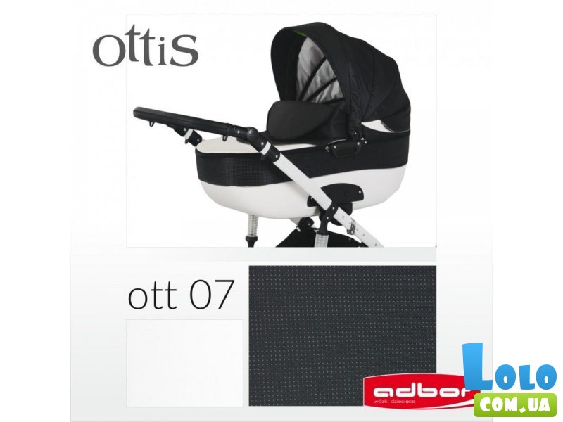 Универсальная коляска 3 в 1 Adbor Ottis Ott-07 (черная с белым)
