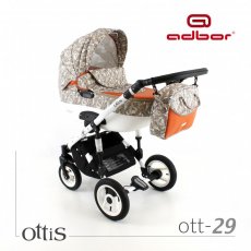 Универсальная коляска 3 в 1 Adbor Ottis Ott-29 (оранжевая с бежевым), с узором