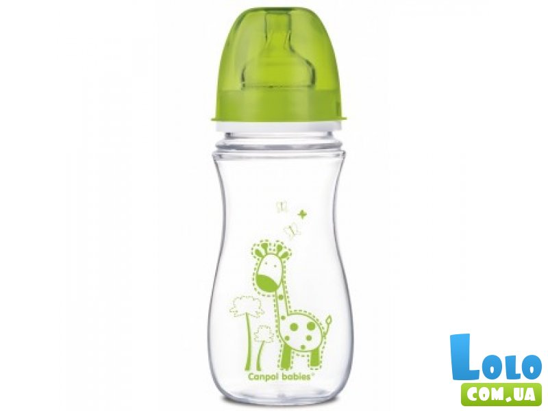 Бутылочка с широким отверстием антиколиковая Canpol Babies Easy Start "Цветные зверята" 35/204 (в ассортименте), 300 мл