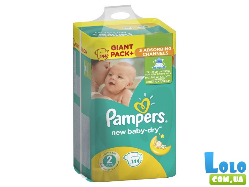 Подгузники Pampers New Baby-Dry Размер 2 (Mini) 3-6 кг, 144 шт (8001090459244)