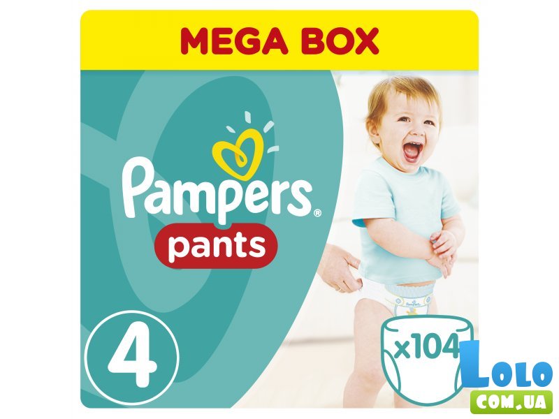 Подгузники-трусики Pampers Pants Размер 4 (Maxi) 8-14 кг, 104 шт (4015400697534)