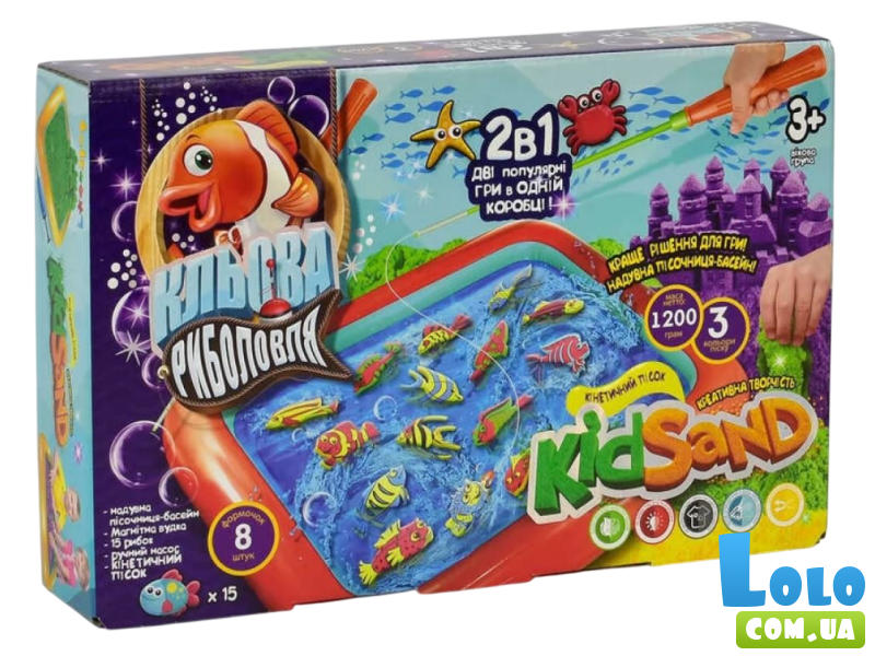 Набор для творчества 2 в 1 Клевая рыбалка и Кинетический песок, Danko Toys, 3 цвета