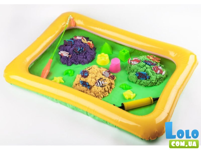 Набор для творчества 2 в 1 Клевая рыбалка и Кинетический песок, Danko Toys, 3 цвета